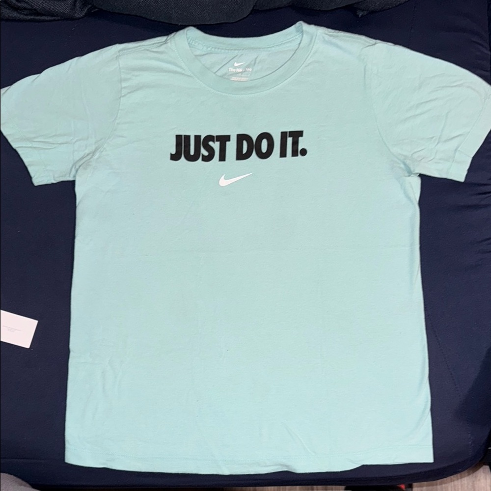 Nike Aqua Blue T-Shirt with Black Slogan